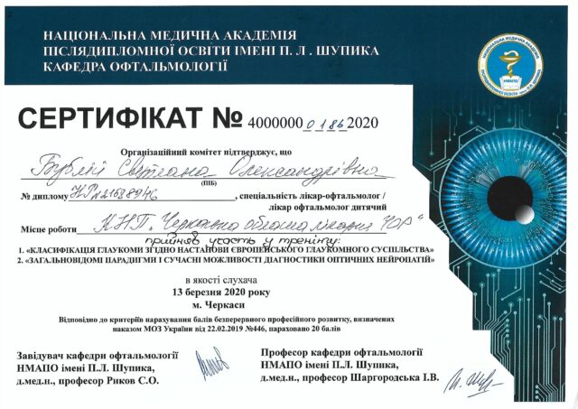 Класифікація глауком. Діагностика оптичних нейропатій