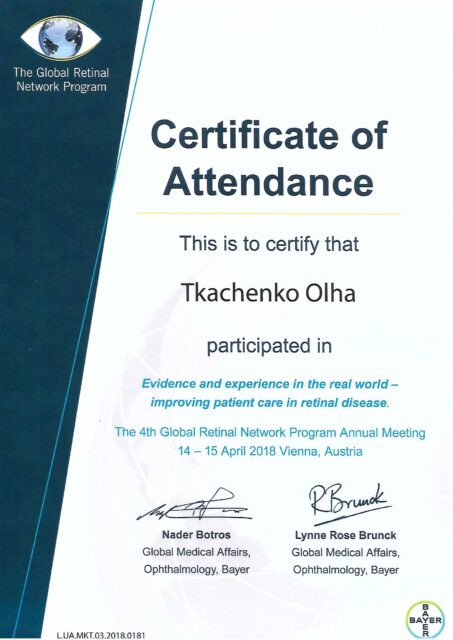 Retina evidence and experience